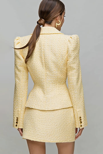 Light Yellow 2-Piece Notched Lapel Work Suit